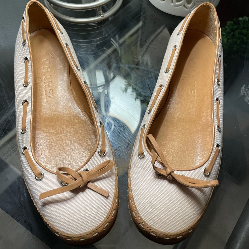 Chanel canvas flats